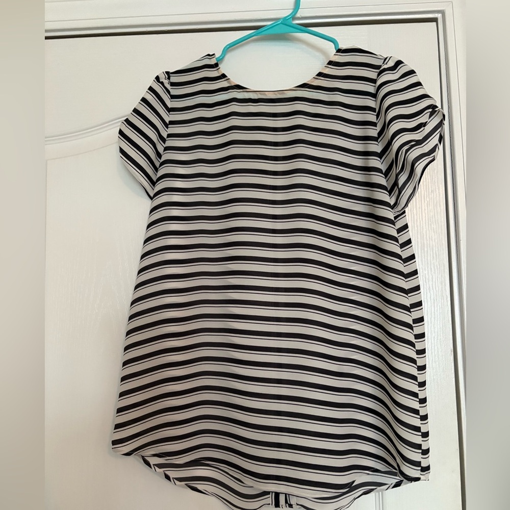 Loft Stripped Button Accent Blouse
